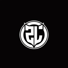 ZL Logo monogram with shield and circluar shape design tamplate