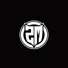 ZM Logo monogram with shield and circluar shape design tamplate