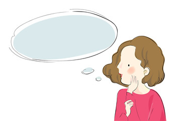 考えている女性（吹き出し）