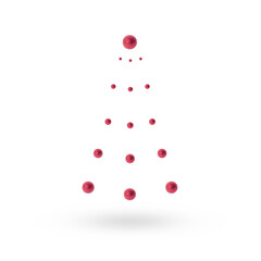 Silhouette of red baubles Christmas tree. Minimal new year season concept and design.