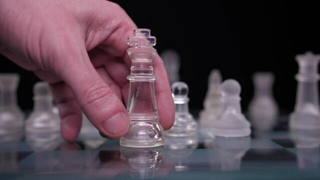 hand dropping chess king resign lost game slow motion