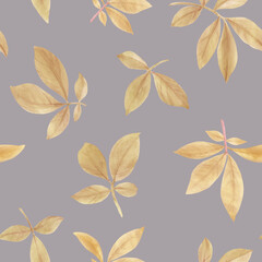 Fototapeta na wymiar Abstract botanical pattern from leaves. Seamless pattern for fabric, wallpaper, wrapping paper design, scrapbooking. Background from leaves on an abstract background.