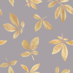 Fototapeta premium Abstract botanical pattern from leaves. Seamless pattern for fabric, wallpaper, wrapping paper design, scrapbooking. Background from leaves on an abstract background.