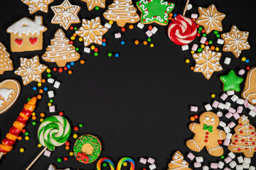 Christmas holidays composition on background with copy space for your text