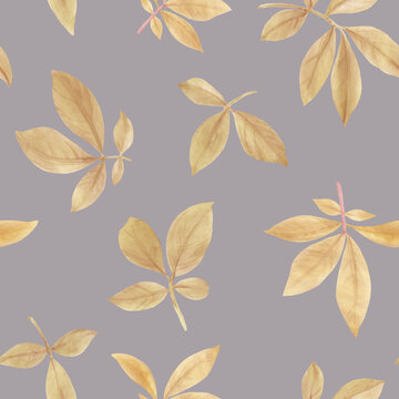 Abstract botanical pattern from leaves. Seamless pattern for fabric, wallpaper, wrapping paper design, scrapbooking. Background from leaves on an abstract background. © Sergei