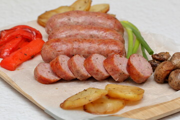 bavarian sausages with vegetables