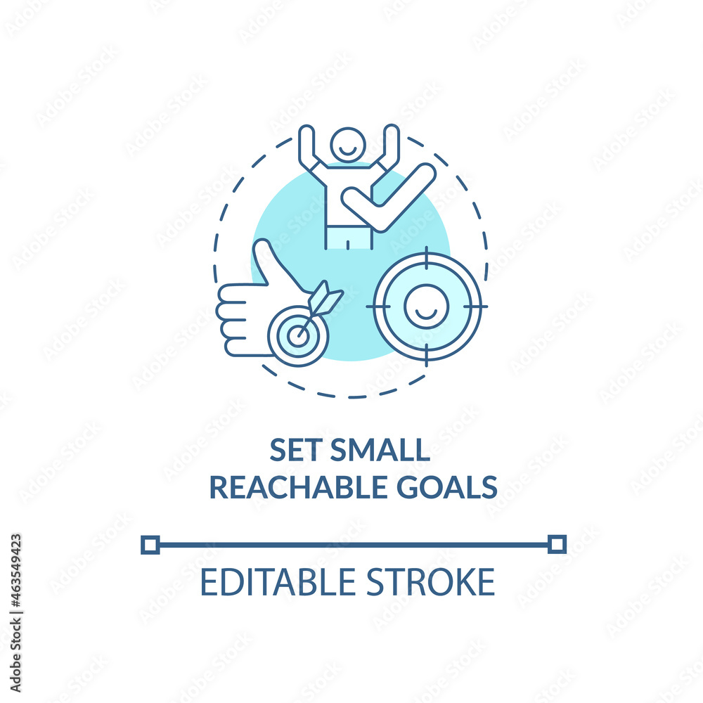Poster set small, reachable goals concept icon. parenting tip for adhd abstract idea thin line illustration