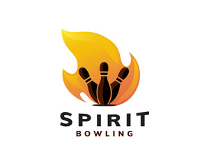 abstract fire spirit power bowling logo template illustration inspiration