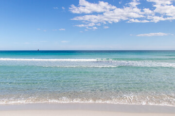 La Cinta, San Teodoro, Sardegna. Sea and a boat on the horizon 