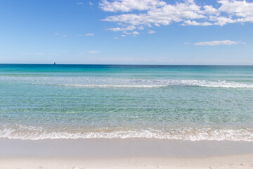 La Cinta, San Teodoro, Sardegna. Sea and a boat on the horizon 