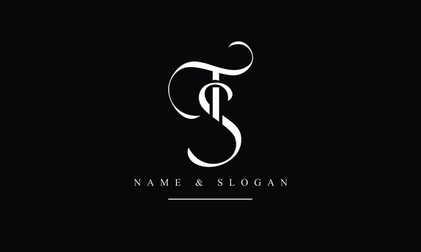 ST, TS, S, T abstract letters logo monogram