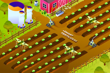 Smart Fertilizers - Isometric Illustration