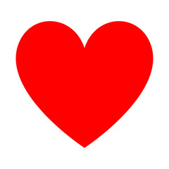 Vector illustration of heart symbol in red color, isolated, on white background