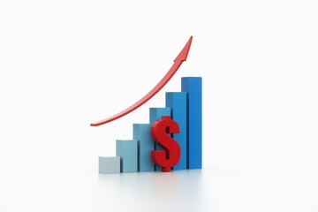 chart and arrow with USA dollar, business concept, 3d rendering.