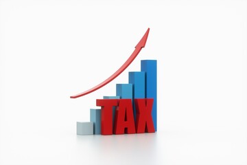 chart and arrow with tax, business concept, 3d rendering.