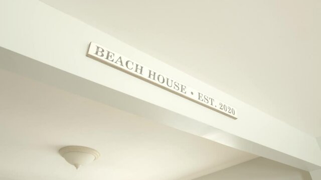 Interior kitchen sign that reads "Beach House Est. 2020"