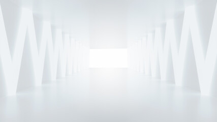 Obraz premium Abstract Futuristic empty floor and room Sci-Fi Corridor With light for showcase,room,interior,display products.Modern Future cement floor and wall background technology interior concept.3d render