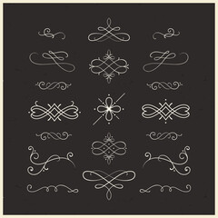 Vintage vector set of decorative calligraphic elements - vignettes and flourishes. Retro style swirls and ornaments, decorations for for greeting cards, certificates, invitations, borders, dividers