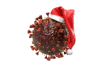 Fotobehang Corona virus Christmas concept. Christmas pandemic concept. 3D Rendering © kirill_makarov
