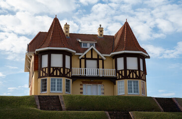 Houses of De Haan or Le Coq sur Mer small coastal village in Belgium
