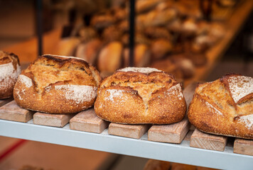 French bakery with fresh baked breads and buns