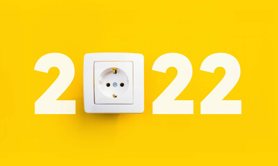 happy new year 2022 Year 2022 with electrical outlet
