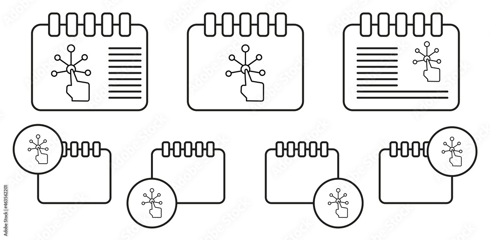 Poster touch, ui, interactive, finger vector icon in calender set illustration for ui and ux, website or mo