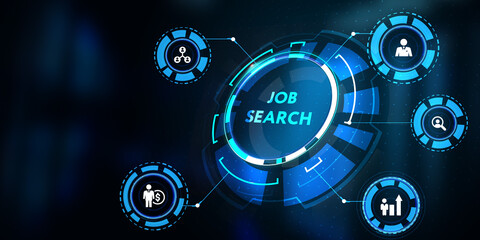 Business, Technology, Internet and network concept. Job Search human resources recruitment career.3d illustration