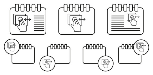 Slide, document, touch, finger vector icon in calender set illustration for ui and ux, website or mobile application