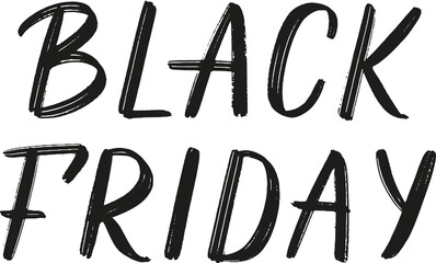 Black Friday typography isolated on white. Modern brush lettering as promo and sale design.