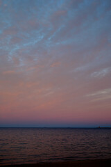 Beautiful pink sunset on the sea on the Baltic Sea