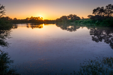 Fototapeta na wymiar Marakele national park sunset lake.