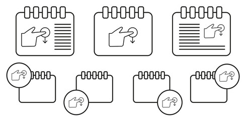 Finger, low, touch, push vector icon in calender set illustration for ui and ux, website or mobile application