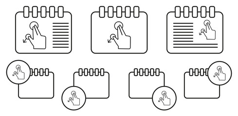 Push, touch, finger vector icon in calender set illustration for ui and ux, website or mobile application
