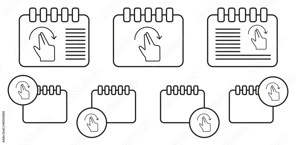 Poster hand gesture, touch screen vector icon in calender set illustration for ui and ux, website or mobile