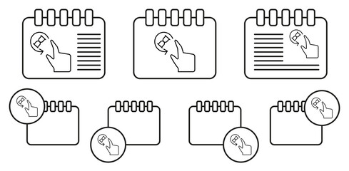 Finger, time, push vector icon in calender set illustration for ui and ux, website or mobile application