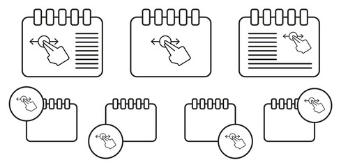 Swipe, finger, touch vector icon in calender set illustration for ui and ux, website or mobile application