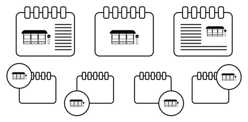 Bus stop billboard vector icon in calender set illustration for ui and ux, website or mobile application