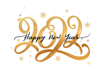 Fototapeta na wymiar Happy New Year 2022 greeting banner with lettering.