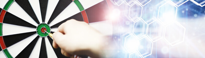 Darts. The dart for playing in the game board is stuck. Hit the sector in darts. The concept of a...