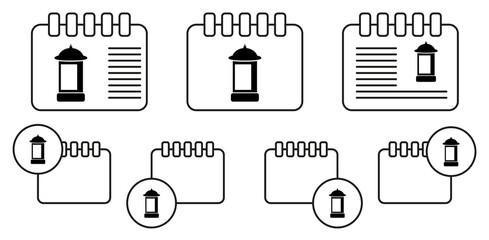 Glowing billboard vector icon in calender set illustration for ui and ux, website or mobile application