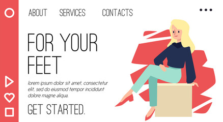 Web banner for fashion footwear store or shoe workshop flat vector illustration.