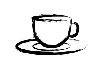 Hand drawn cup of coffee. Isolated and good for any project.