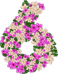 figure six of tropical flowers