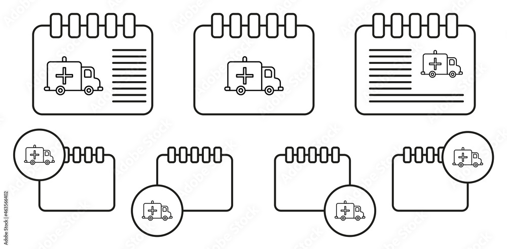 Poster ambulance vector icon in calender set illustration for ui and ux, website or mobile application