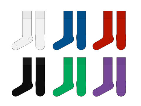 Socks template vector illustration set  ( front & side view)