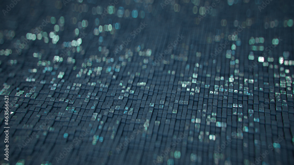Poster hexadecimal big data digital code 3d render illustration