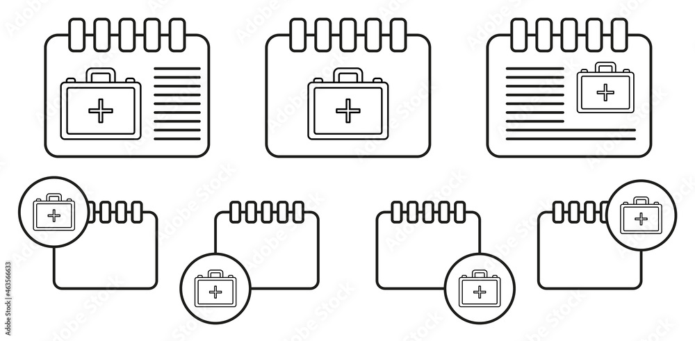 Poster first aid kit vector icon in calender set illustration for ui and ux, website or mobile application