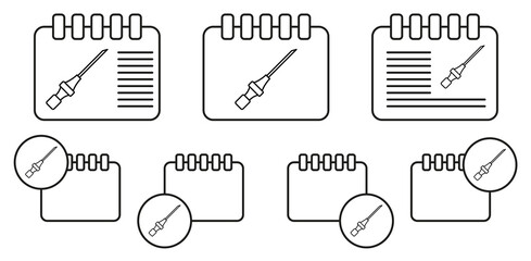 Catheter vector icon in calender set illustration for ui and ux, website or mobile application