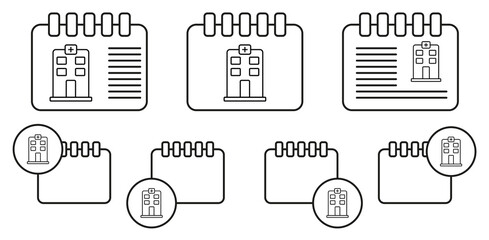 Hospital vector icon in calender set illustration for ui and ux, website or mobile application